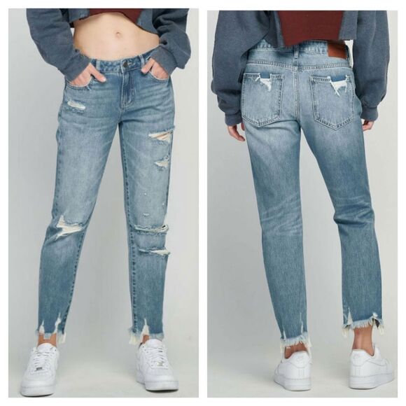 Hidden Bailey Medium Wash Distressed Boyfriend Jeans - Picture 1 of 10